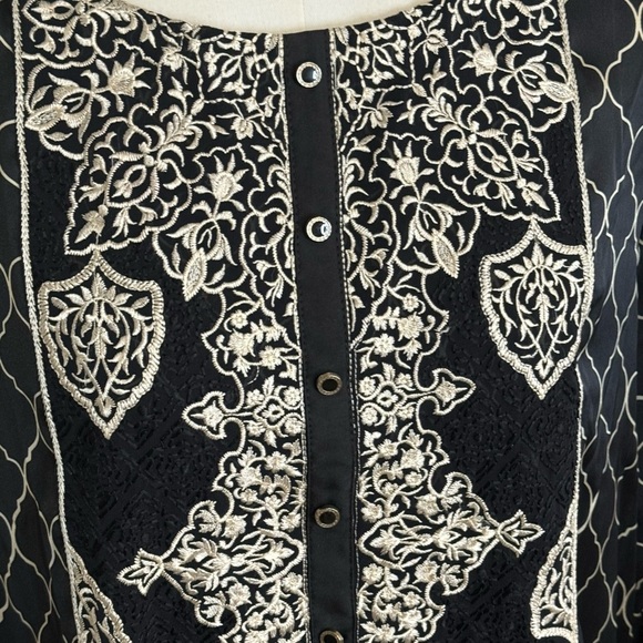 LIMELIGHT Dress‎ Long Top Shirt Sleeves Black Cream Size M Pakistani Indian - Picture 4 of 8